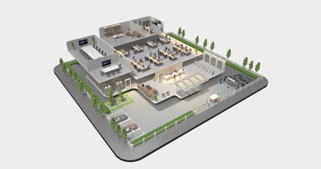 Office building 3D map 1024x539 - دوربین مداربسته برای دفتر کار